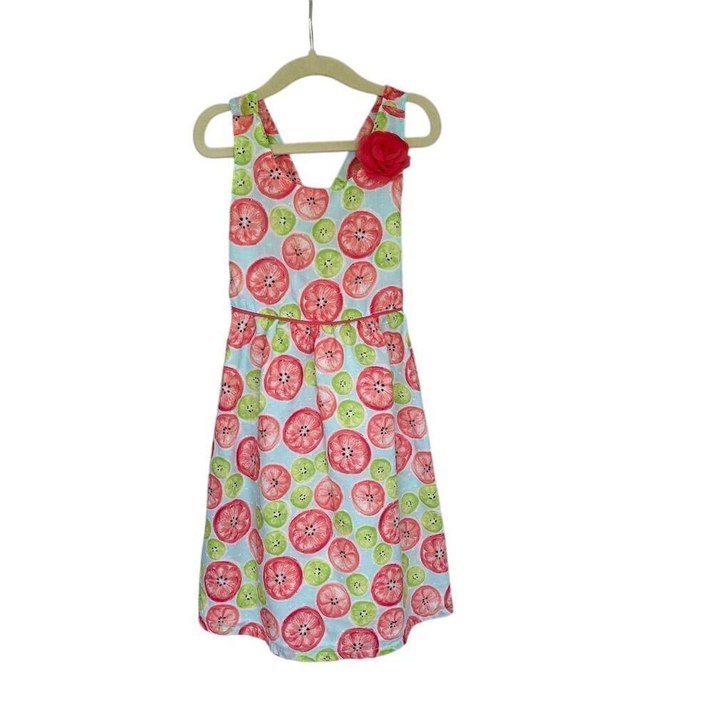Penelope Mack Girls Size 6 Pink & Green Citrus Kiwi Sundress Party